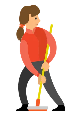 Girl is mopping floor  Illustration