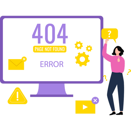 Girl is not understanding 404 error  Illustration