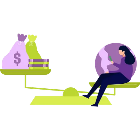 Girl is on the income scale  Illustration