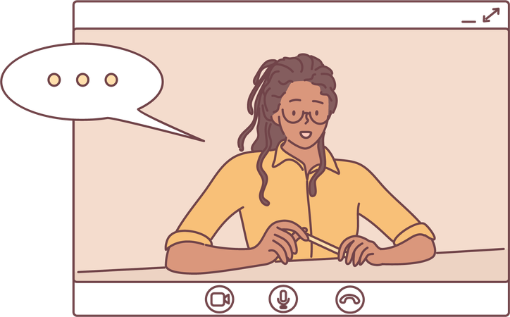 Girl is on video call  Illustration