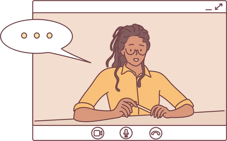 Girl is on video call  Illustration