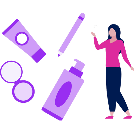 Girl is ordering beauty products  イラスト