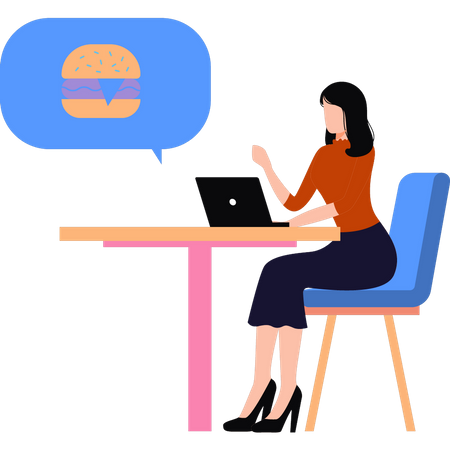 Girl is ordering food online  Illustration