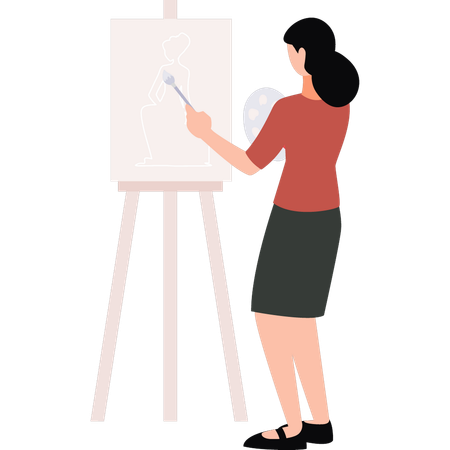 Girl is painting  Illustration