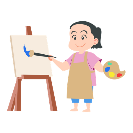 Girl is painting  Illustration