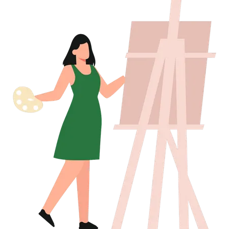 Girl is painting  Illustration