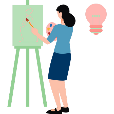 Girl is painting  Illustration