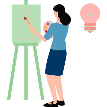 Girl is painting  Illustration