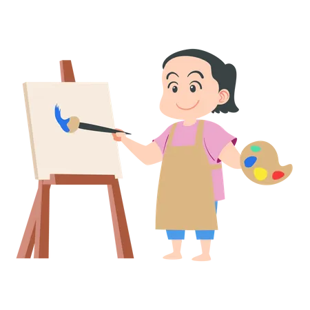 Girl is painting  Illustration