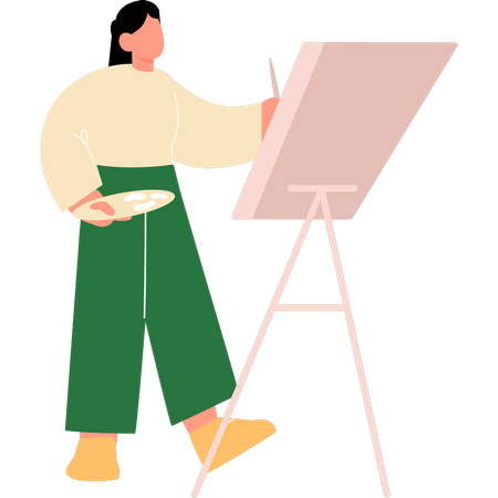 Girl is painting on the board  Illustration