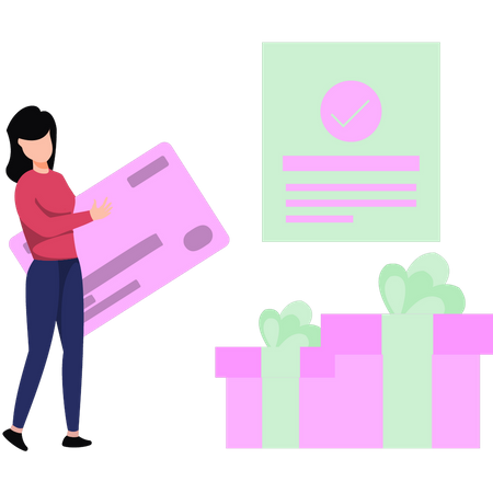 Girl is paying by card  Illustration