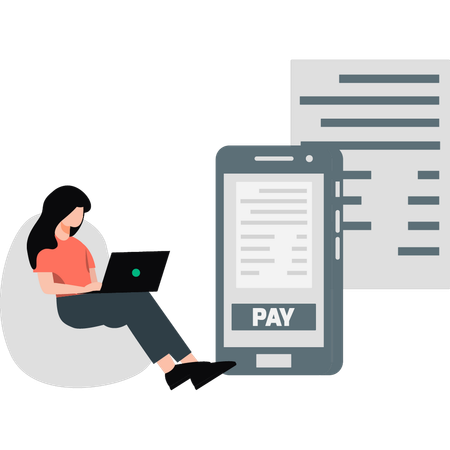 Girl is paying online bill  Illustration