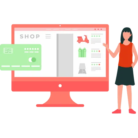 Girl Is Showing Different Shopping Ratings Illustration