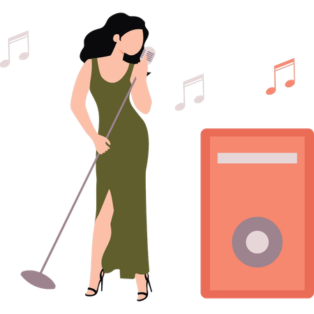 Girl is performing at music concert  Illustration