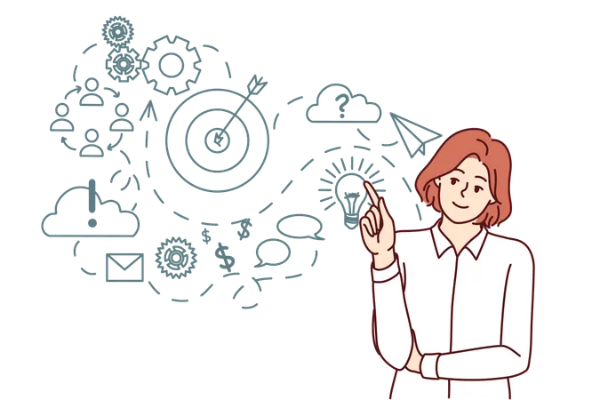 Girl is planning business targets  Illustration