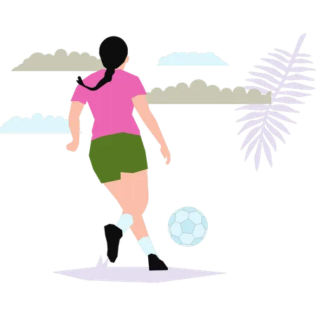 The Girl Is Playing Football Illustration