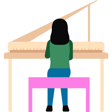 Girl is playing the piano  Illustration