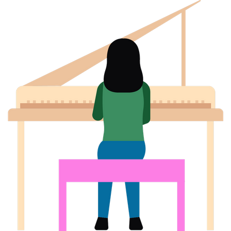 Girl is playing the piano  Illustration