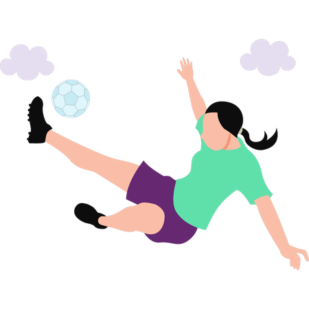 Girl is playing with soccer ball  Illustration