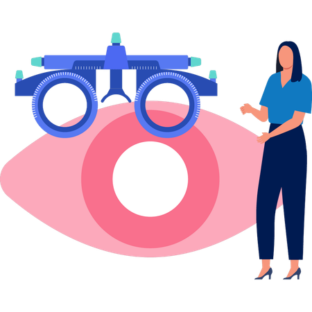 Girl is pointing at optometry eye wear  Illustration