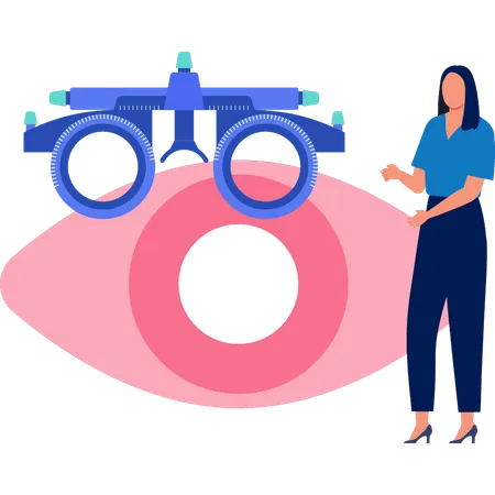 Girl is pointing at optometry eye wear  Illustration