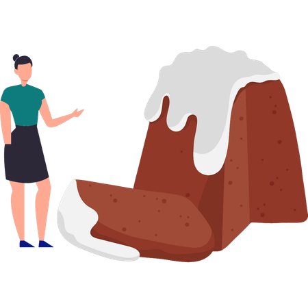 Girl is pointing at the chocolate ice cream  Illustration