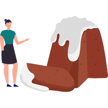 Girl Is Pointing At The Chocolate Ice Cream イラスト