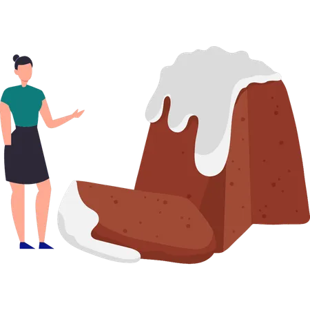 Girl is pointing at the chocolate ice cream  Illustration