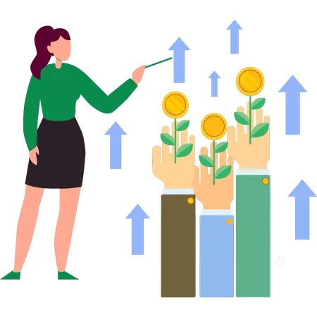 The Girl Is Pointing At The Dollar Rate Illustration