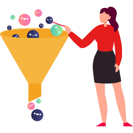 Girl is pointing at the funnel  Illustration
