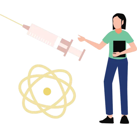 The Girl Is Pointing At The Injection Syringe Illustration