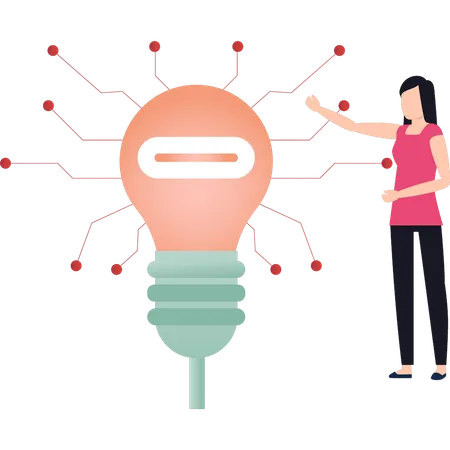 Girl is pointing at the intelligence bulb  Illustration