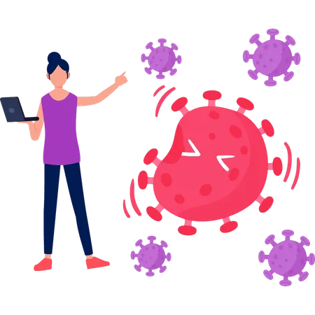 Girl is pointing at the microbe disease  Illustration