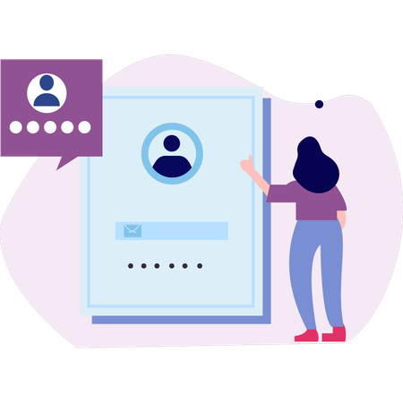 Girl is pointing at the user profile  Illustration