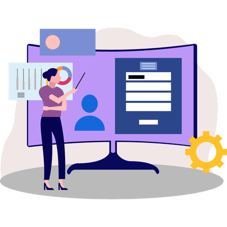 Girl is pointing at the user profile  Illustration