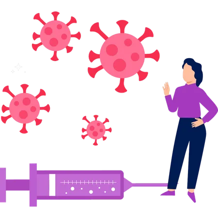 The Girl Is Pointing At The Virus Germs Illustration