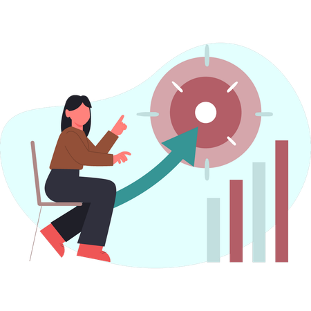 Girl is pointing business target  Illustration