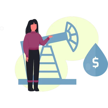 Girl is pointing gasoline  Illustration