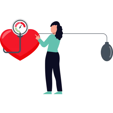 Girl is pointing to a heart check-up  Illustration