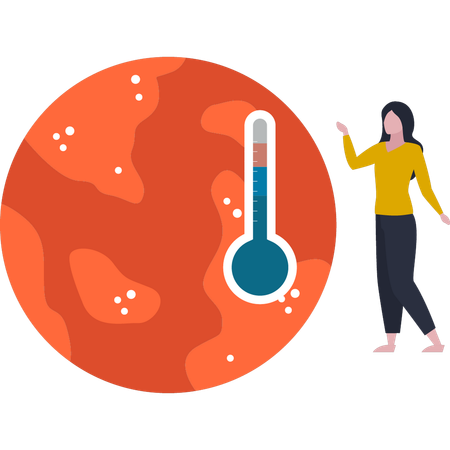 Girl is pointing to climate change  Illustration