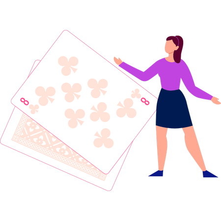 Girl is pointing to the casino cards  Illustration
