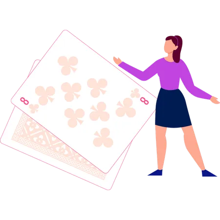 Girl is pointing to the casino cards  Illustration