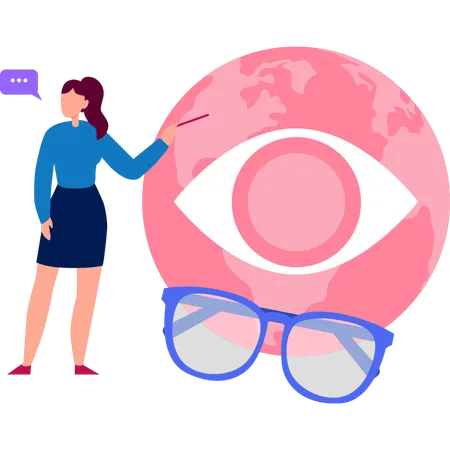 Girl is pointing to the optical glasses  Illustration