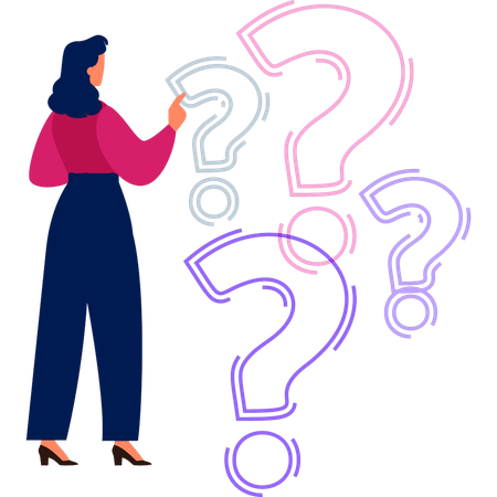 Girl is pointing to the question sign  Illustration