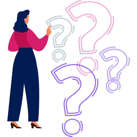 Girl is pointing to the question sign  Illustration