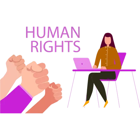 Girl is posting for human rights on social media  Illustration