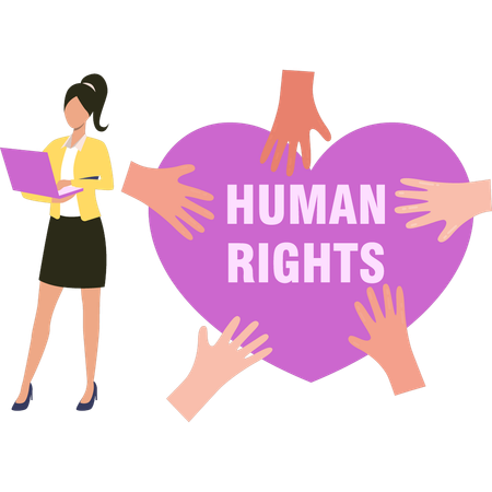 Girl is posting for human rights on social media  Illustration