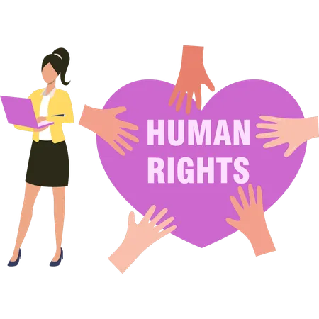 Girl is posting for human rights on social media  Illustration