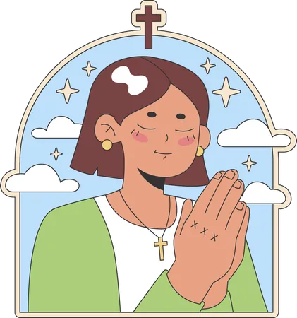 Girl is praying to Jesus  Illustration