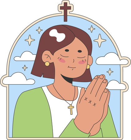 Girl is praying to Jesus  Illustration